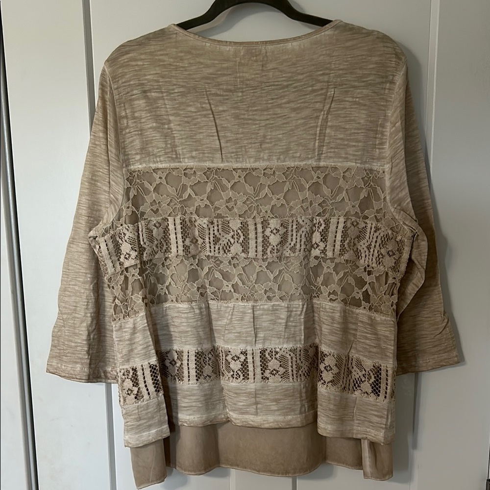 Chico's Beige Lace Detail Women's Top - Picture 7 of 10
